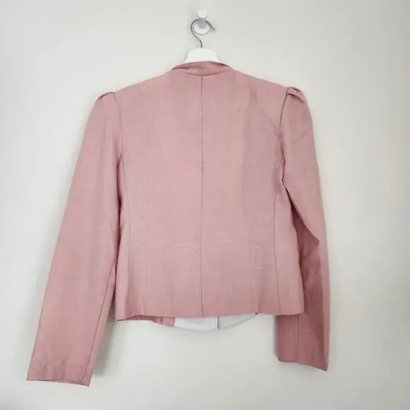Vintage M Company Pink Blazer One Button Fold Over Collar Should Pad Suit Coat S - Picture 6 of 11